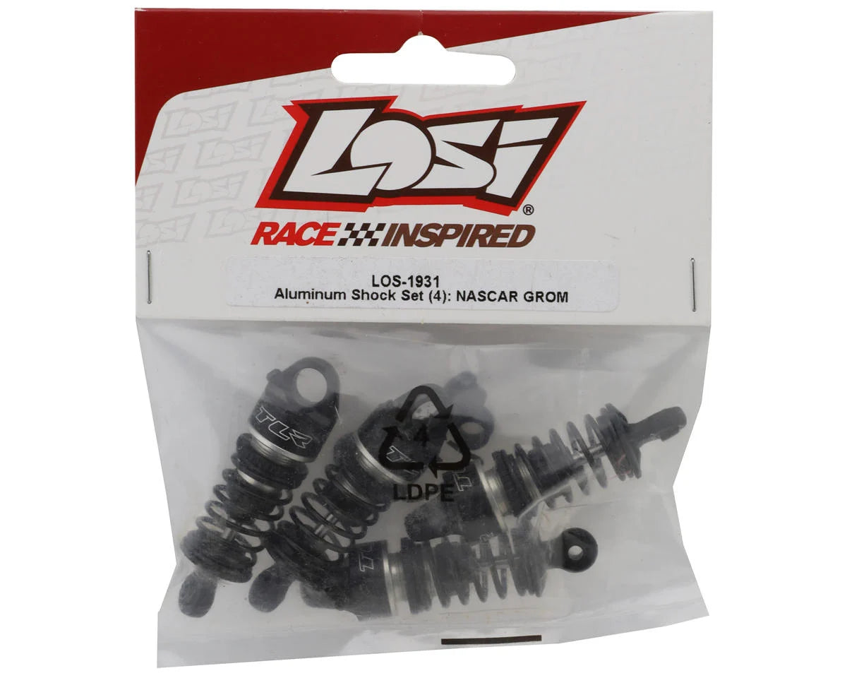 Losi LOS-1931 NASCAR® Pre-Assembled Oil-Filled Aluminum Threaded Shock Set (Black) (4)