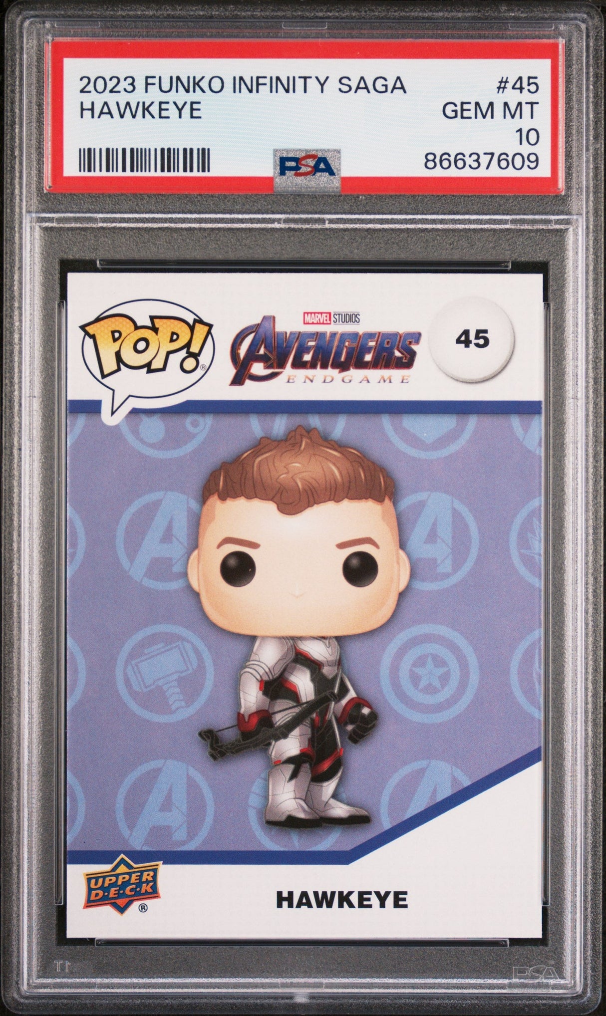 2023 UPPER DECK FUNKO POP MARVEL HAWKEYE #45 PSA 10