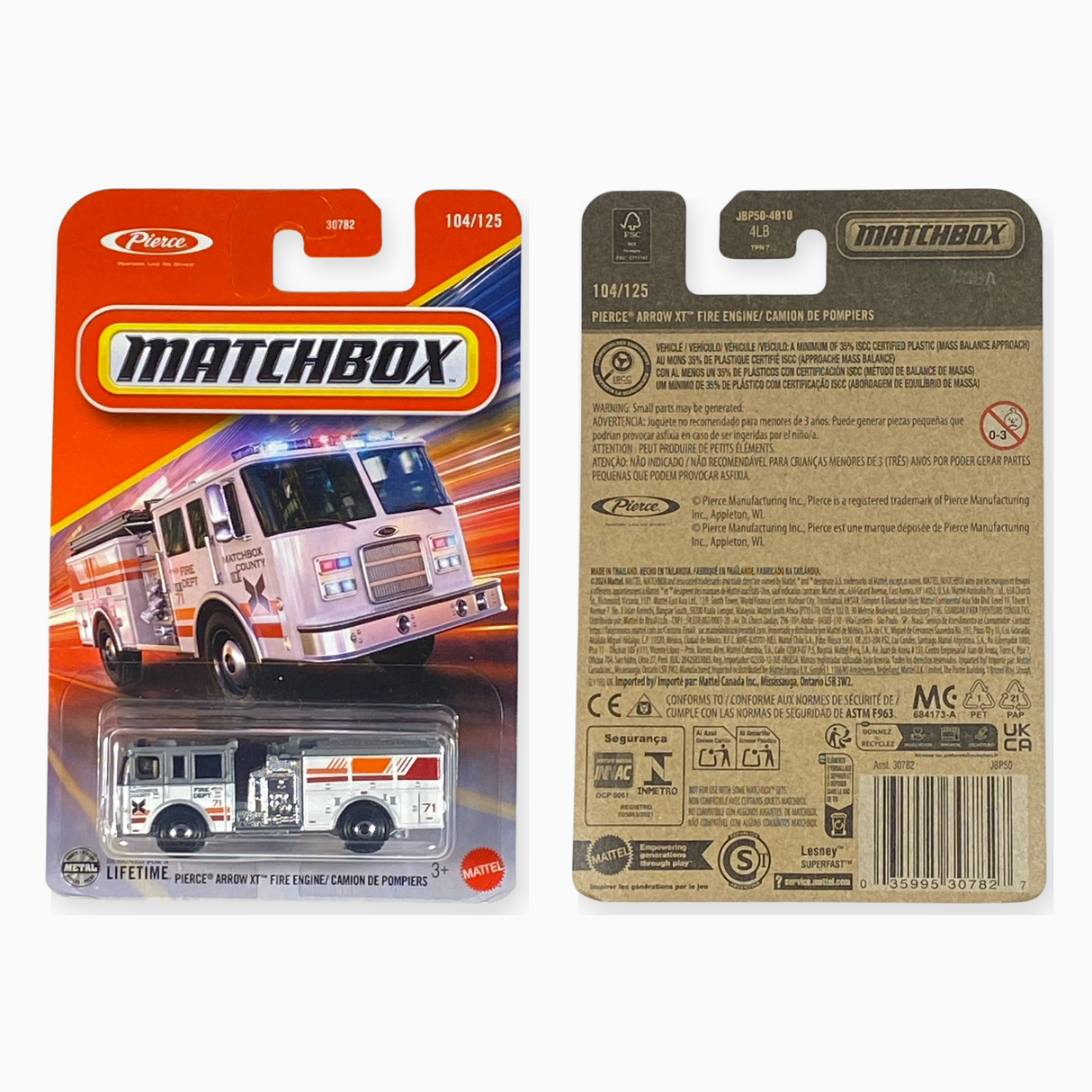 Matchbox Pierce Arrow XT Fire Engine / Camion De Pompiers 104/125