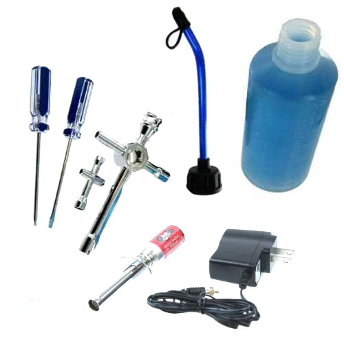 Kit de démarrage REDCAT 80142A Nitro avec outils, bouteille de carburant, allumeur lumineux avec chargeur (1 jeu)