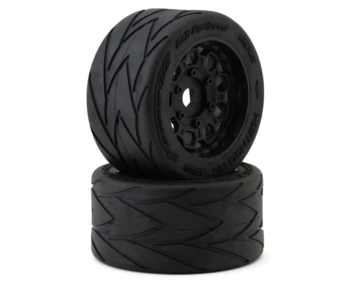 Method RC Velociter Belted Pre-Mount 1/7 On-Road Rear Tires (Black) (2) w/Hive 17mm Hex Wheels