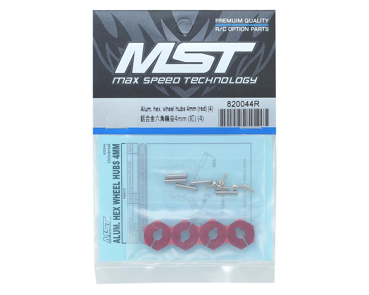 MST 820044R Alum. hex. wheel hubs 4mm (red) (4)