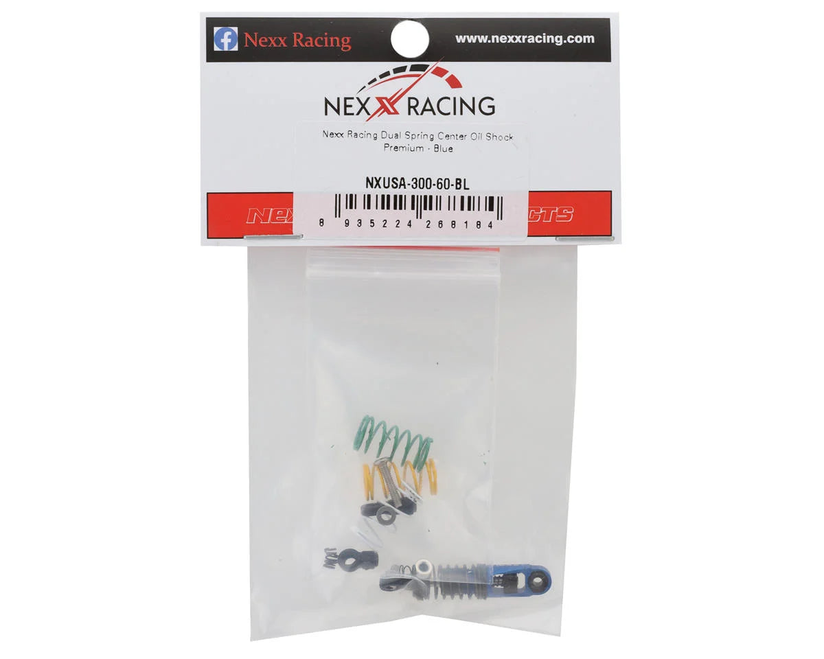 NEXX Racing nxusa-300-60-BL Mini-Z Premium Aluminum Dual Spring Oil-Filled Center Shock (Blue)