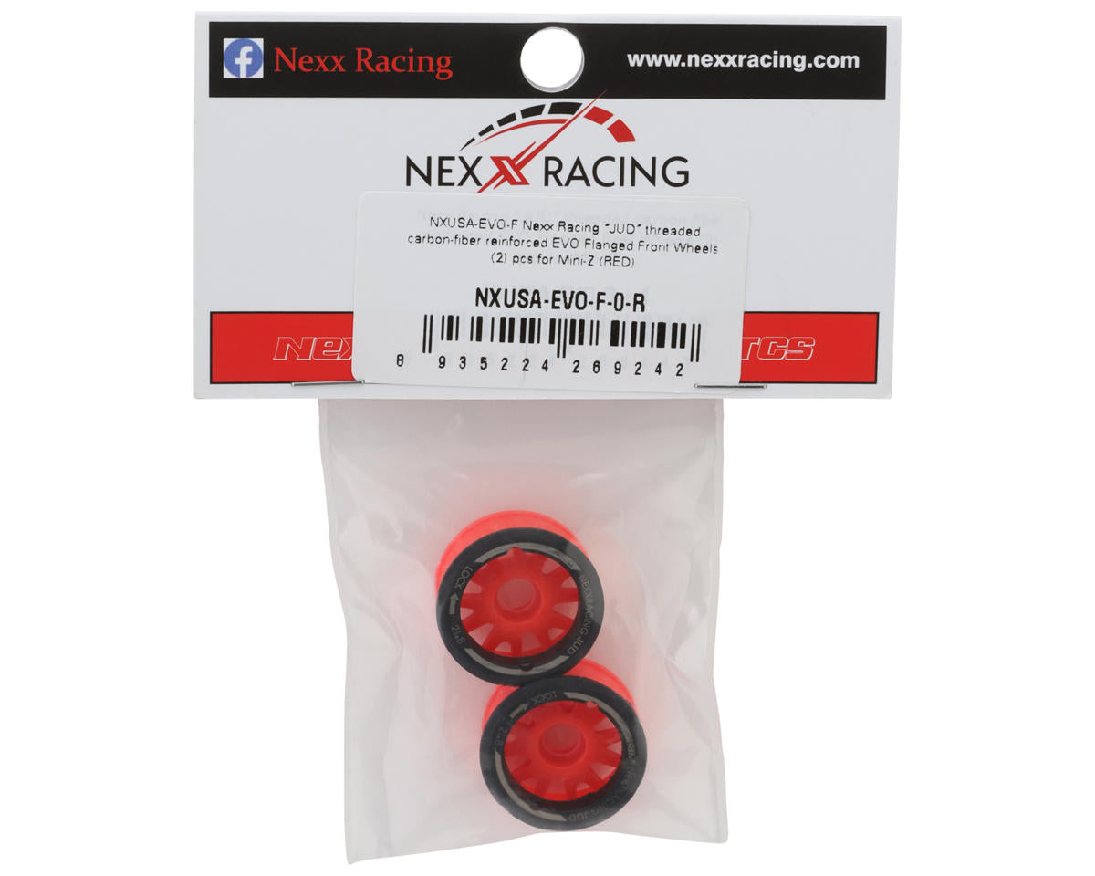 NEXX Racing Mini-Z RWD "JUD" EVO Front Threaded Side-Wall Carbon Fiber Rims (0mm Offset) (Red) (2)