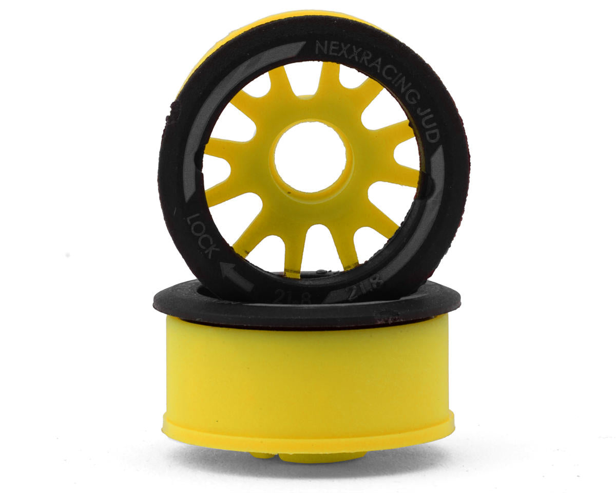 NENEXX Racing Mini-Z RWD "JUD" EVO Front Threaded Side-Wall Carbon Fiber Rims (2mm Offset) (Yellow) (2)