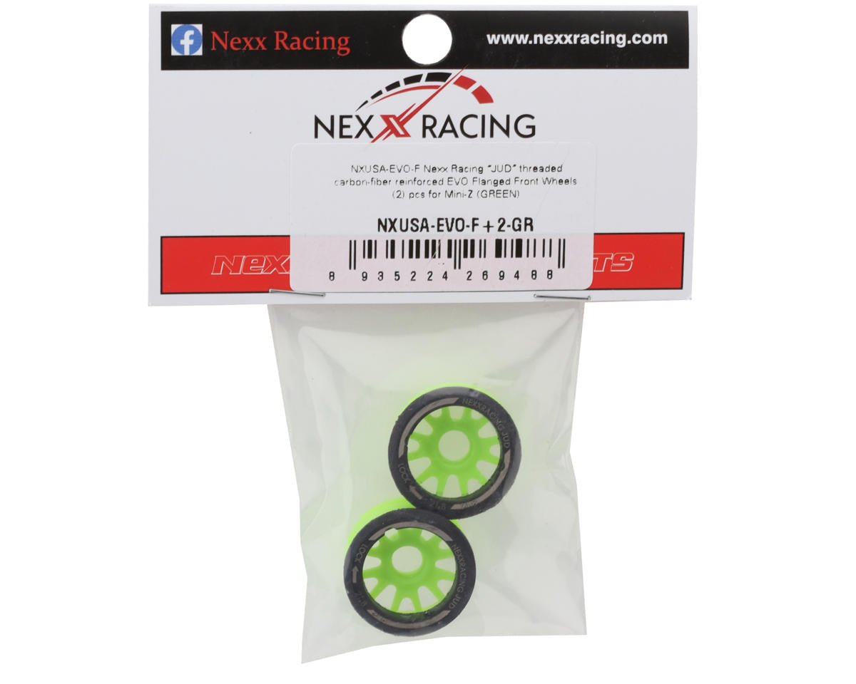 NEXX Racing Mini-Z RWD "JUD" EVO Front Threaded Side-Wall Carbon-Fiber Rims (2mm Offset) (Green) (2)