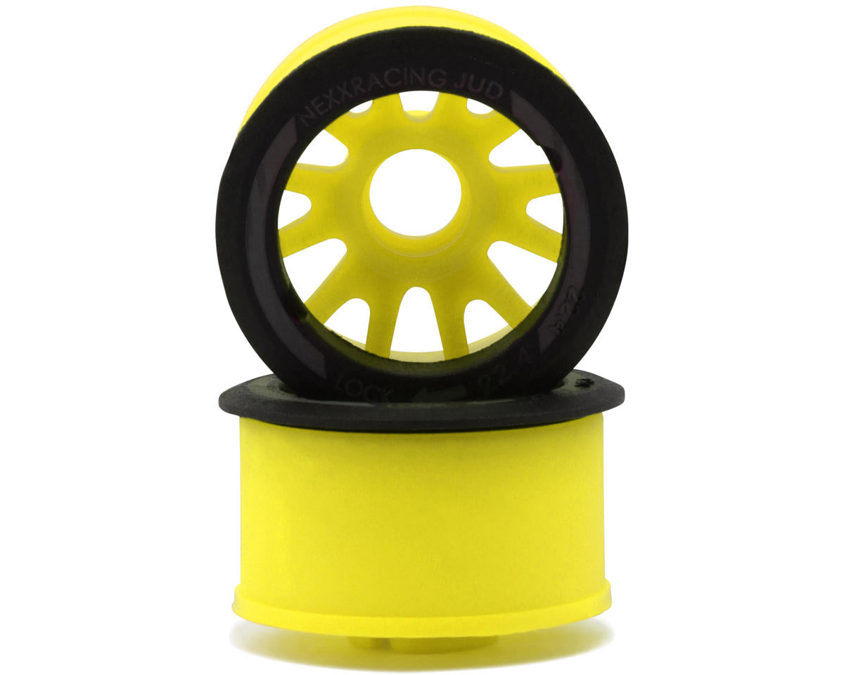 NEXX Racing Mini-Z RWD "JUD" EVO Rear Threaded Side-Wall Carbon Fiber Rims (3mm Offset) (Yellow) (2)