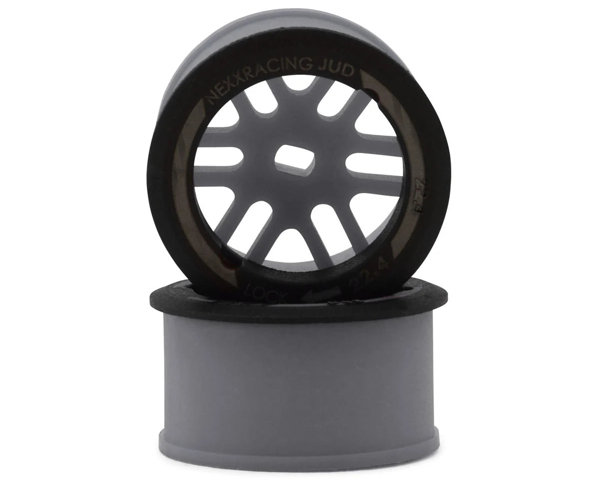 NEXX Racing Mini-Z AWD "JUD" EVO Rear Threaded Side-Wall Carbon Fiber Rims (1mm Offset) (Grey) (2)