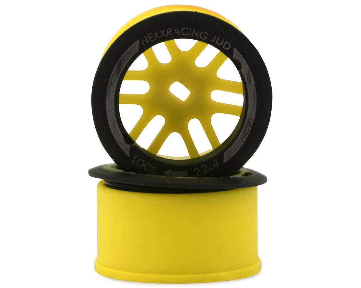 NEXX Racing Mini-Z AWD "JUD" EVO Rear Threaded Side-Wall Carbon Fiber Rims (2mm Offset) (Yellow) (2)
