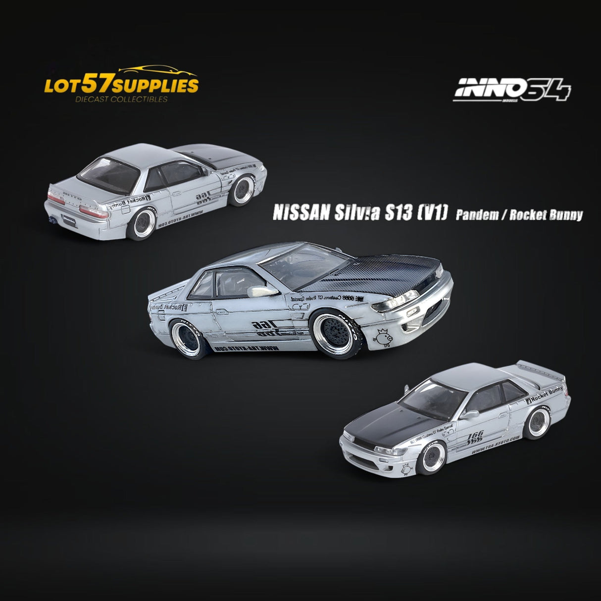 Inno64 Nissan Silvia S13 Pandem Rocket Bunny Silver 1:64