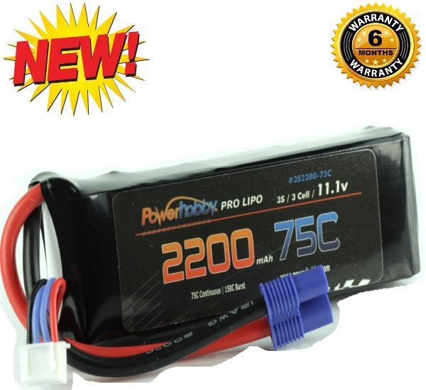 Powerhobby 3S 11.1V 2200mAh 75C Lipo Battery Pack w EC3 Plug 3-Cell