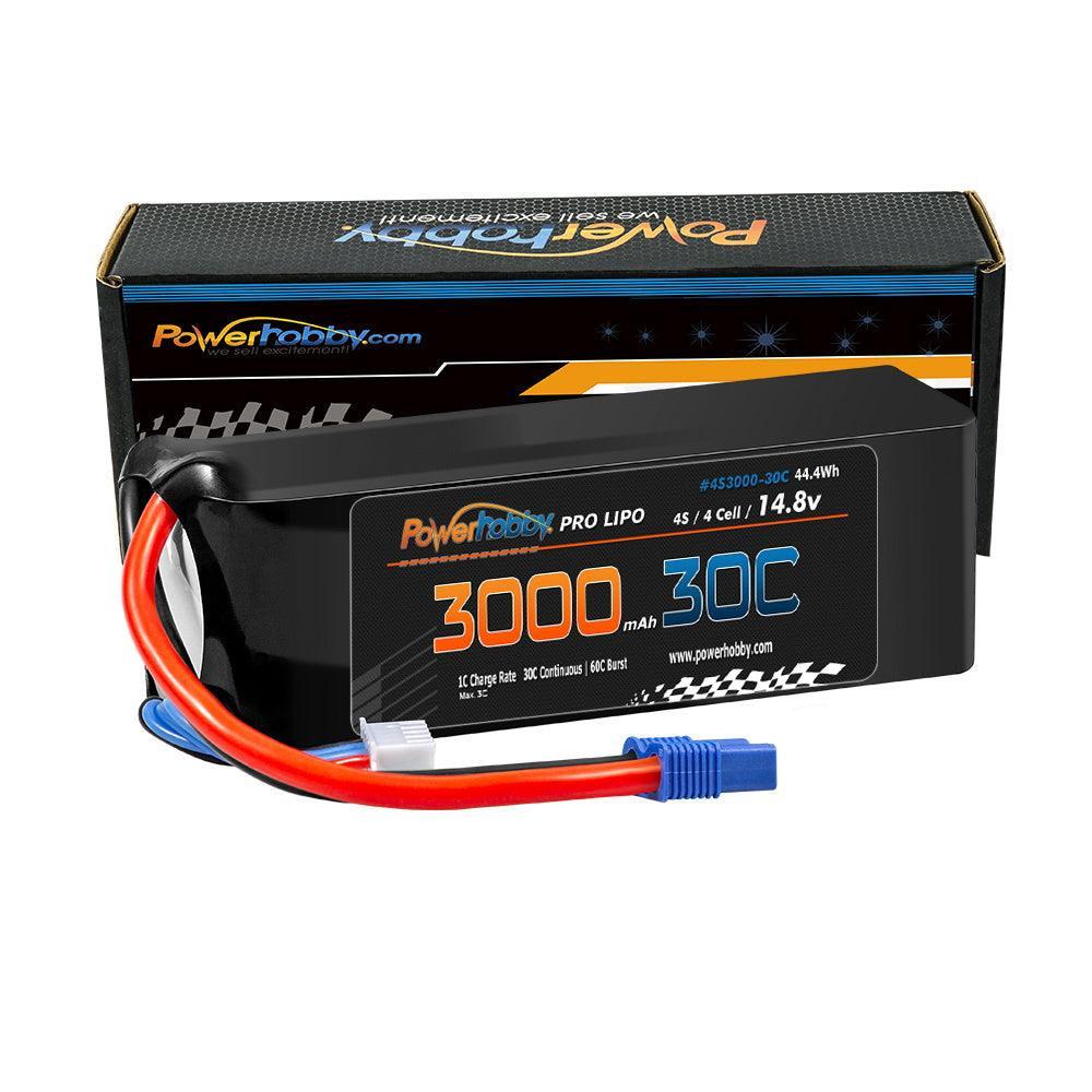 Powerhobby 4s 14.8v 3000mah 30C-60C Lipo Battery w EC3 Plug 4-Cell