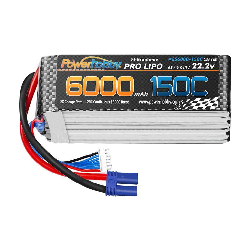 Powerhobby XTREME 6s 22.2V 6000mah 150C-300C Lipo Battery With EC5 Plug 6-Cell