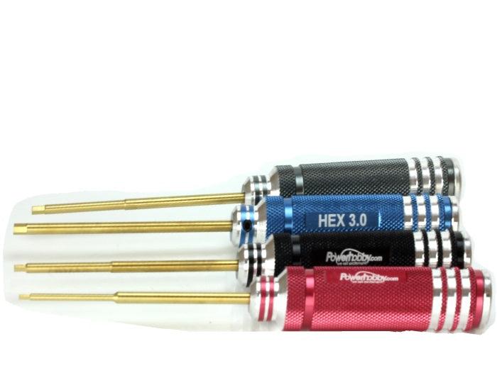 Powerhobby Metric Hex Driver Wrench Set Magnetic (4) (1.5, 2.0, 2.5, 3.0)