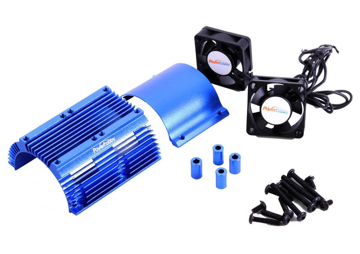 Powerhobby Heat Sink w Twin Turbo High Speed Cooling Fans 1/8 Motors Blue