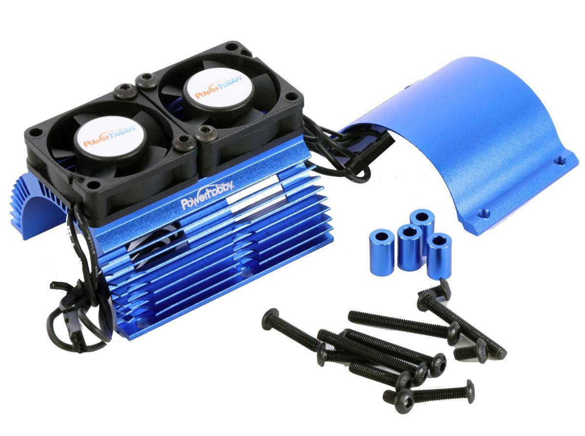 Powerhobby Heat Sink w Twin Turbo High Speed Cooling Fans 1/8 Motors Blue