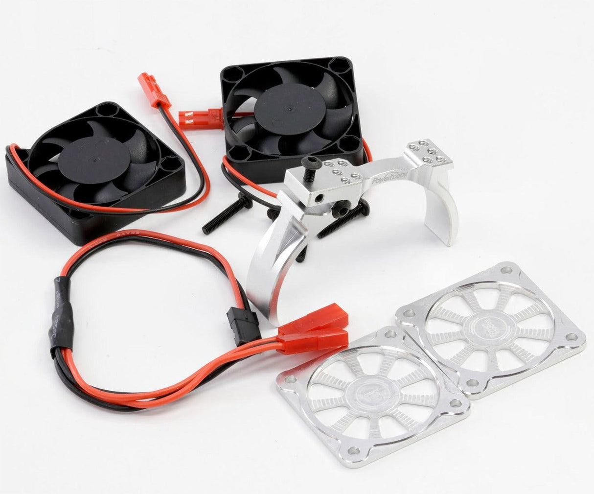 Powerhobby 1/8 Aluminum Heatsink 40mm Dual High Speed Cooling Fans w/Cover Silver