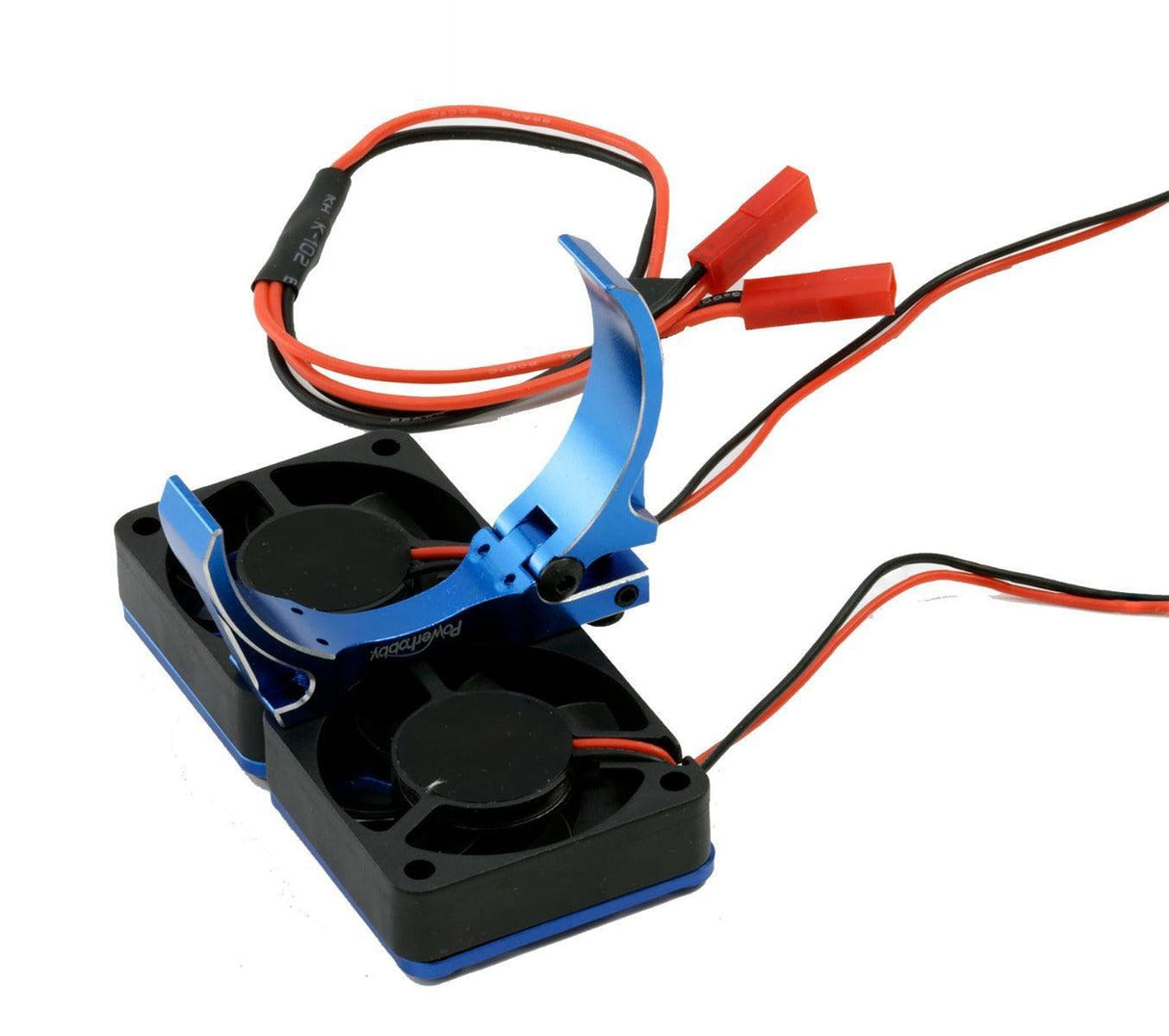 Powerhobby 1/8 Aluminum Heatsink 30mm Twin Turbo High Speed Cooling Fans 28K Blue