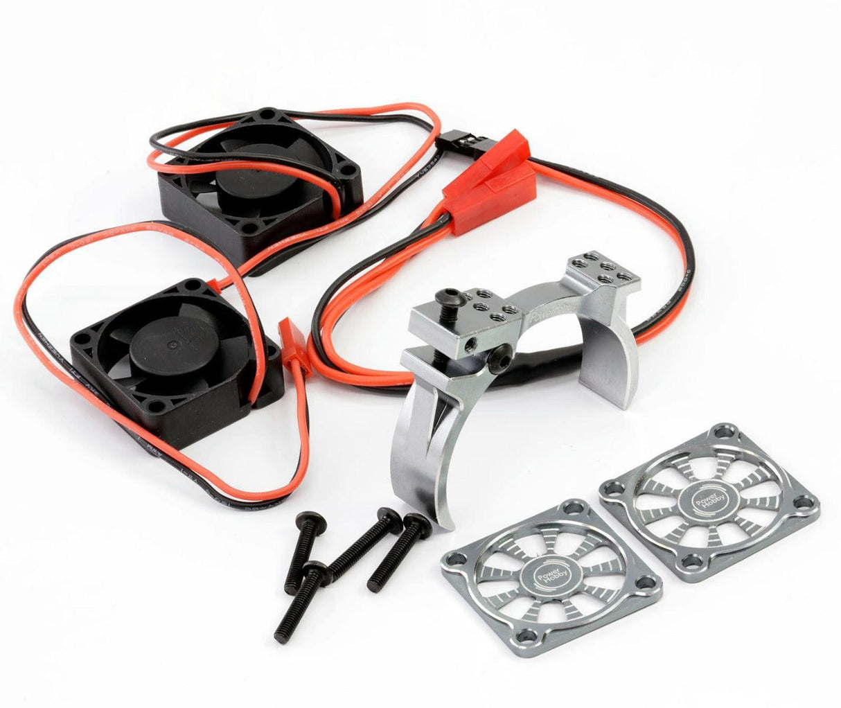 Powerhobby 1/8 Aluminum Heatsink High Speed 30mm Twin Turbo Cooling Fans 28K Gunmetal