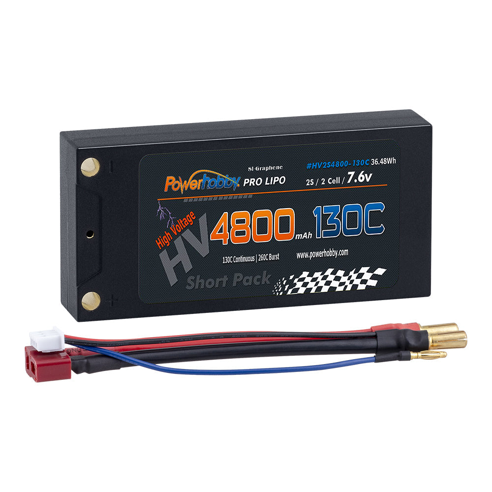 Powerhobby 2S 7.6V 4800mAh 130C HV + Graphene Shorty Lipo Battery 5mm LCG