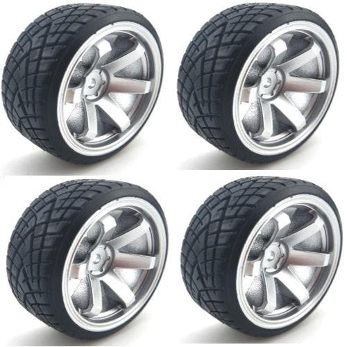 Powerhobby 1/10 Drift Car Mounted Tires / Wheels (4) Silver PY067