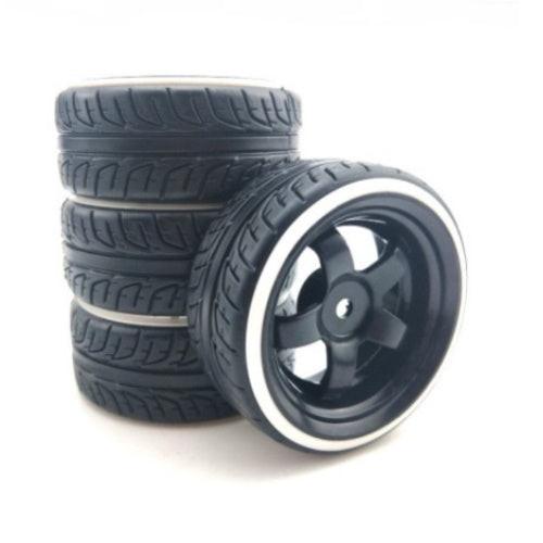 Powerhobby 1/10 Drift Car Mounted Tires / Wheels (4) White / Black PY474