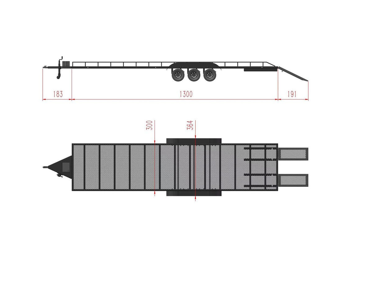 Powerhobby Tri Axle Full Metal Trailer with LED Lights