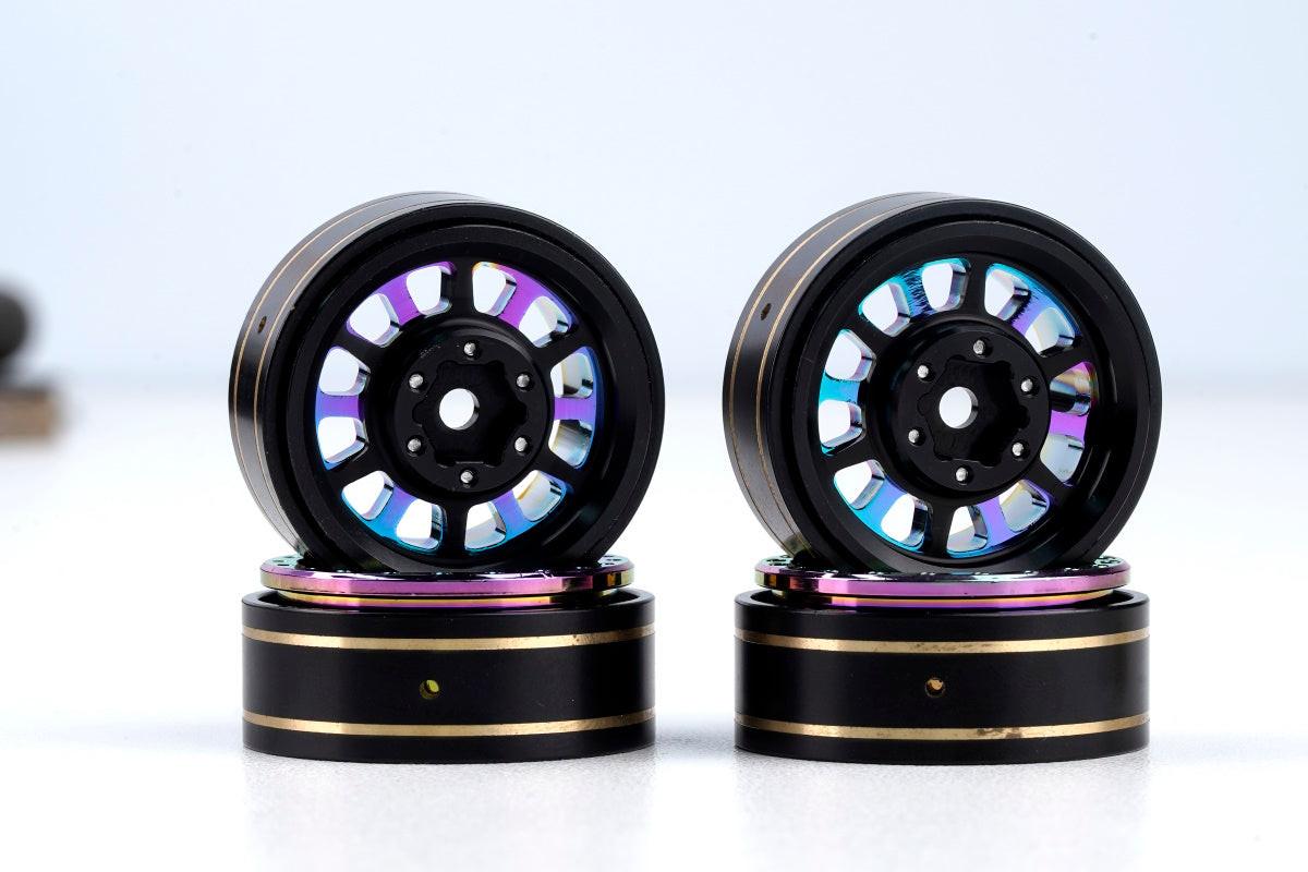 Powerhobby Axial SCX24 1.0" Titanium Brass Beadlock Crawler Wheels 1/24