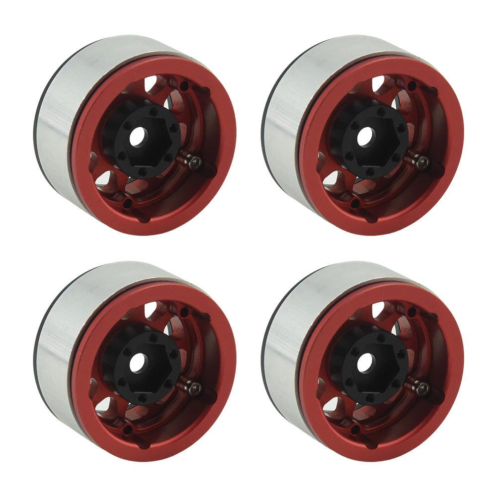 Powerhobby Aluminum 1.55" Beadlock Wheels Red (4) 1/10 Rock Crawler