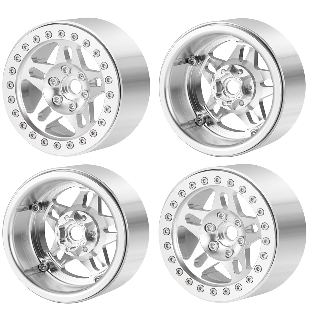 Powerhobby 2.2" Aluminum Wheels Silver (4) 1/10 Rock Crawler
