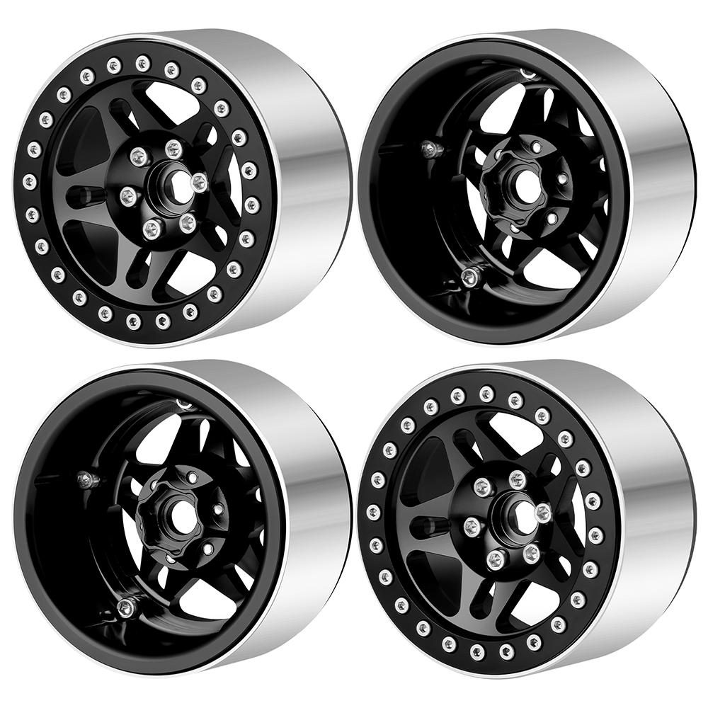 Powerhobby 2.2" Aluminum Wheels Black (4) 1/10 Rock Crawler
