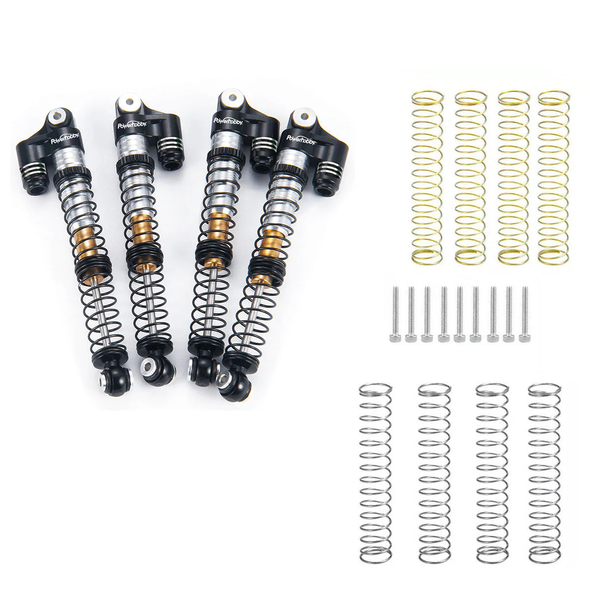 Powerhobby PHBSCX24771 1/24 Axial SCX24 Aluminum 58mm Long Travel Shocks Jeep Bronco Black