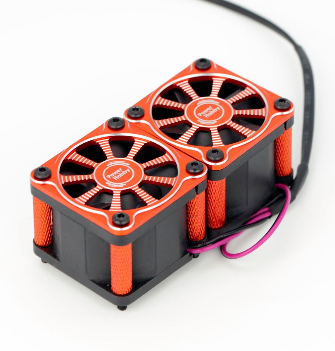 Powerhobby PHF116 Red Twister Twin / Dual 40mm 1/8 1/5 Moteur Ventilateur de refroidissement en aluminium