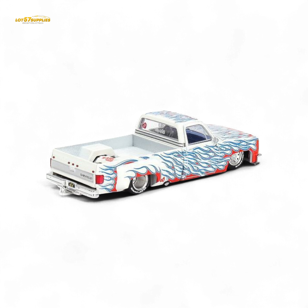 Mini GT x Kaido House Chevrolet Silverado Dually On Fire V2 1:64