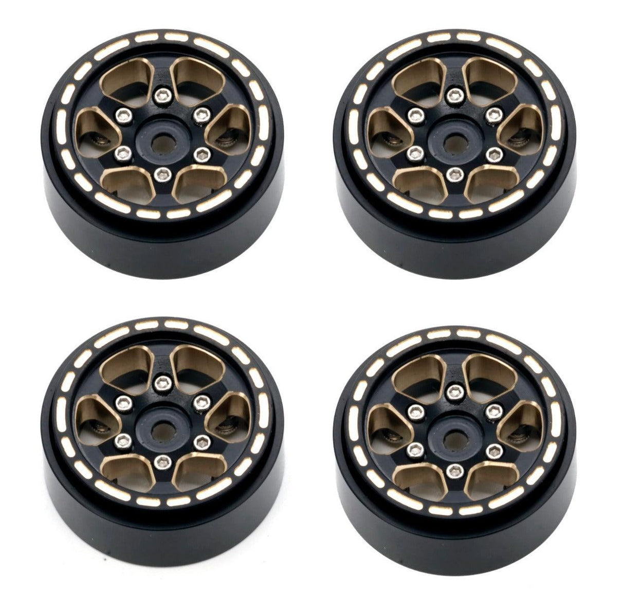 Powerhobby 1.0" Black Brass Beadlock Crawler Wheels 1/24 Axial SCX24