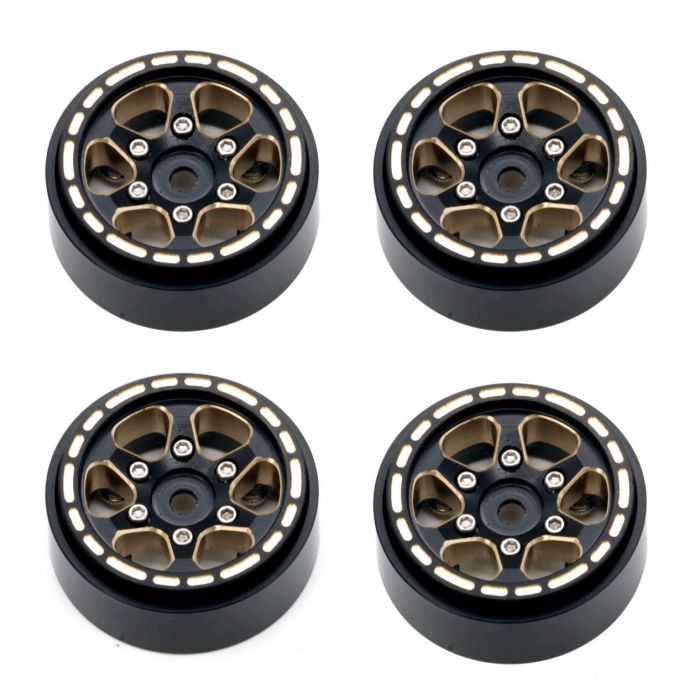 Powerhobby PHBTRX610 1.0" Black Brass Beadlock Crawler Wheels 1/24