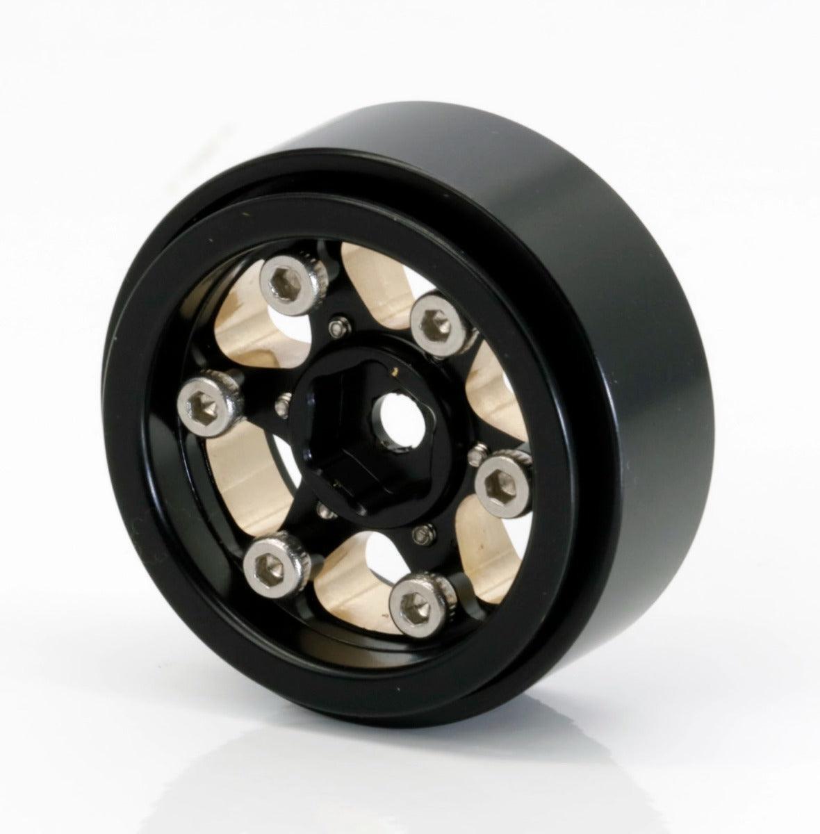 Powerhobby 1.0" Black Brass Beadlock Crawler Wheels 1/24 Axial SCX24