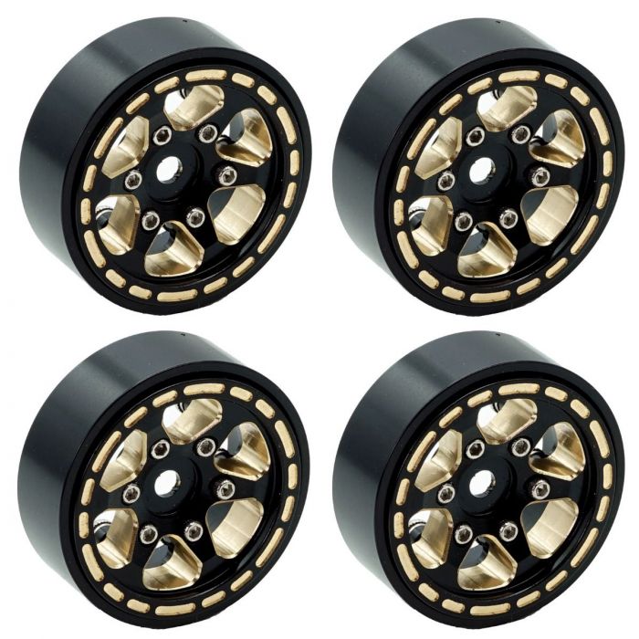 Powerhobby PHBTRX610 1.0" Black Brass Beadlock Crawler Wheels 1/24