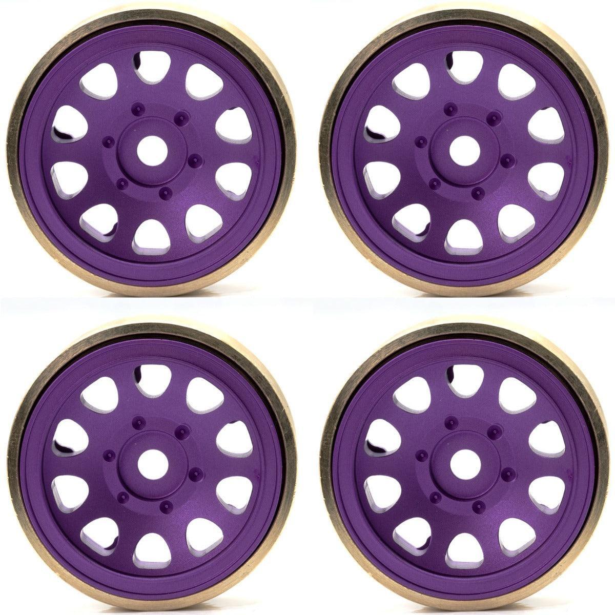 Powerhobby Z5 1.0" Aluminum Brass Ring Beadlock Crawler Wheels SCX24 Purple 1/24