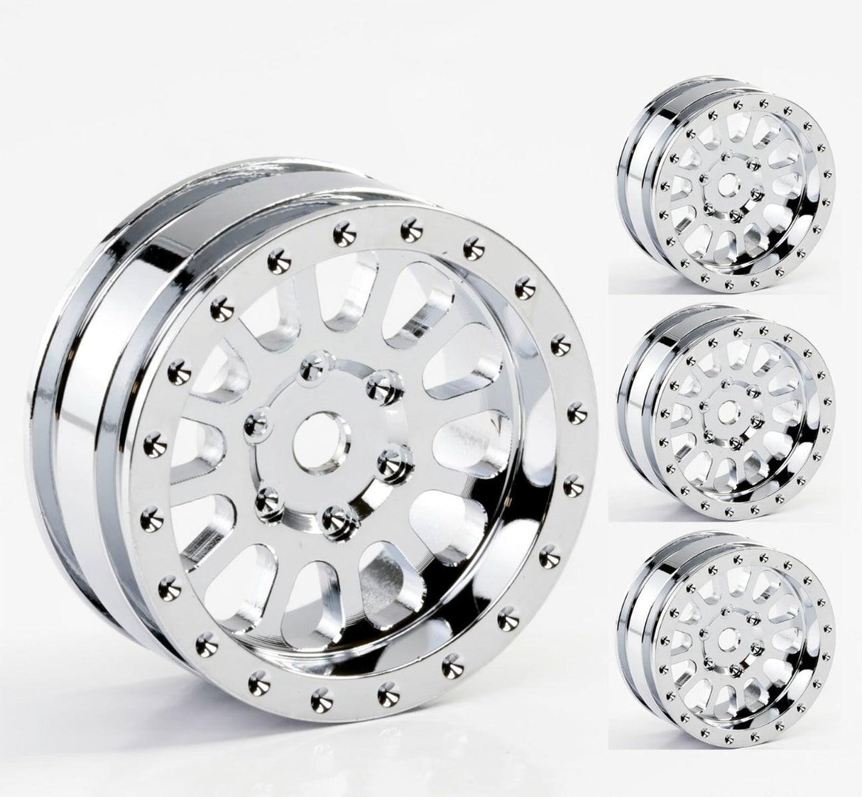 Powerhobby A24 Aluminum 1.0” Rock Crawler Wheels Axial SCX24 Chrome