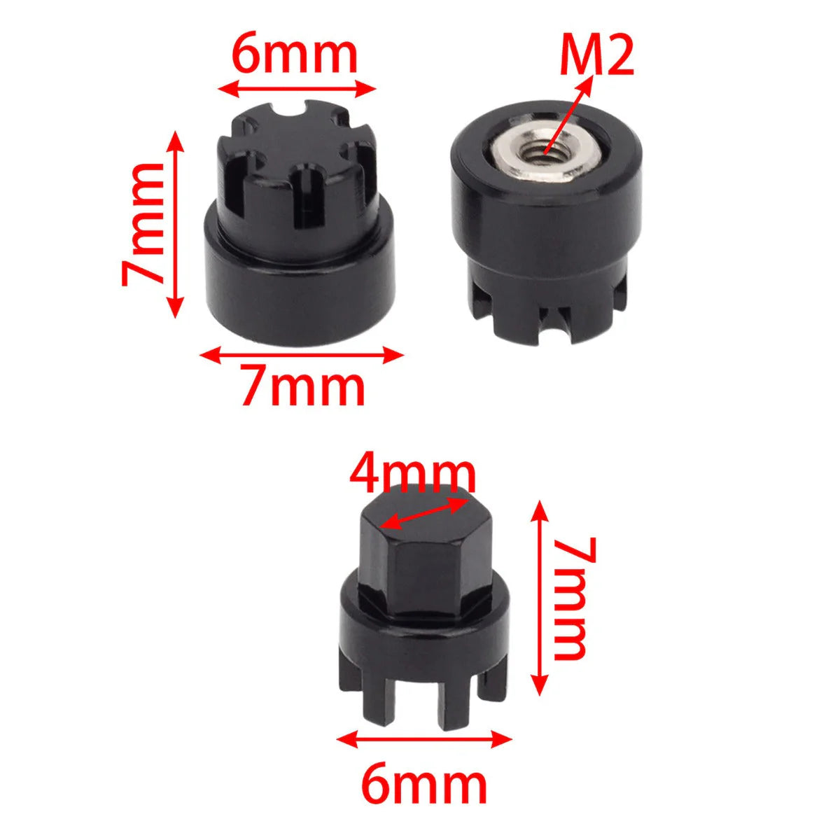 Powerhobby PHSCX24760 Aluminum M2 Wheel Nuts Cap for 1/24 Axial SCX24 Jeep C10 Bronco Black