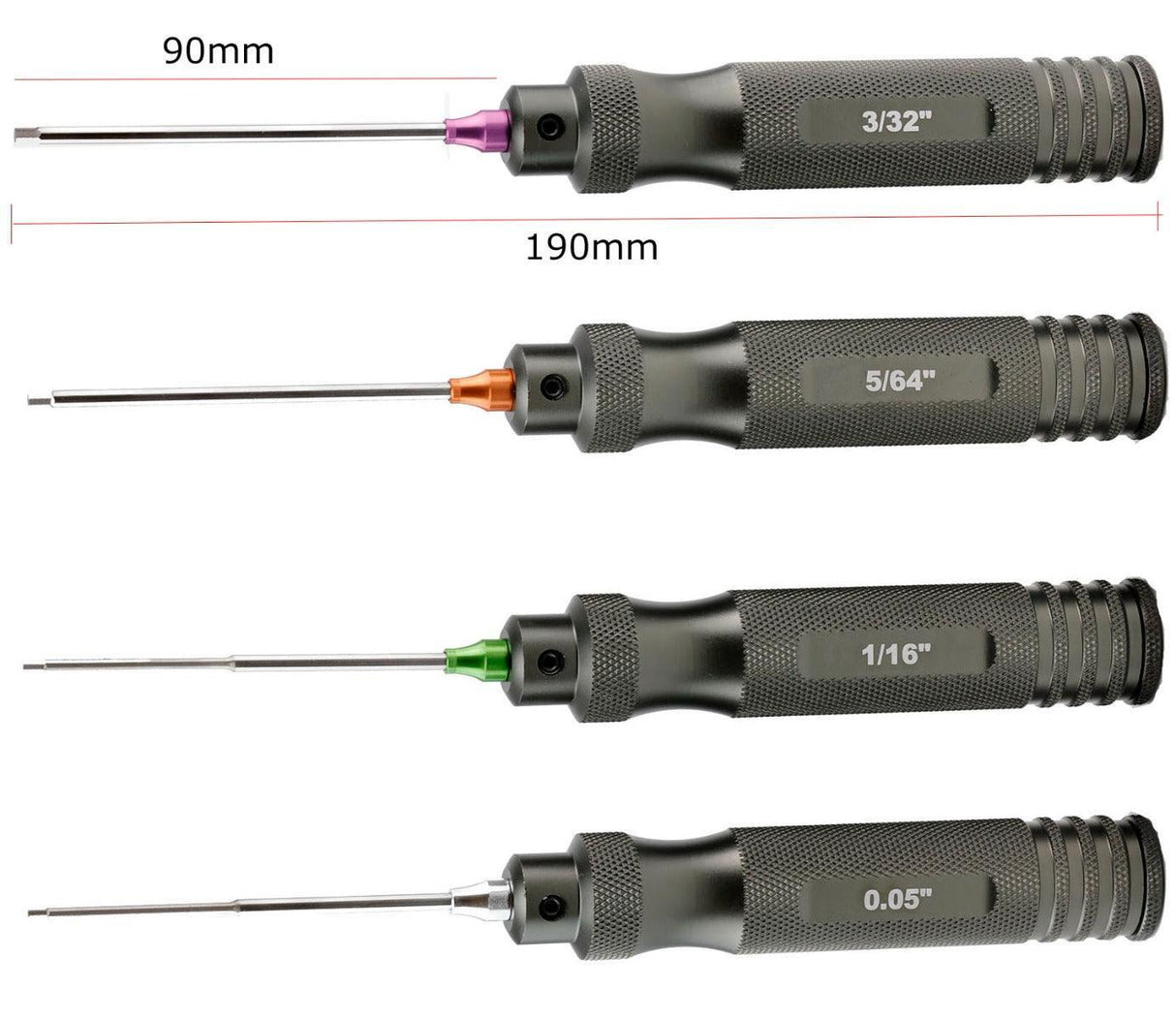 Powerhobby Pro Series Magnetized Hex Tool Set Standard 0.05'' 1/16'' 5/64'' 3/32''