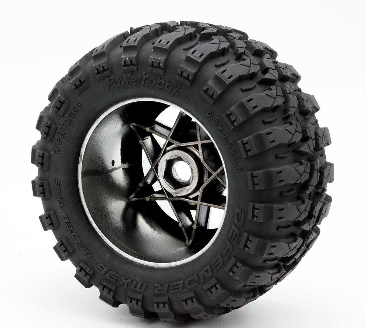Powerhobby 1/8 Defender 3.8” Belted All Terrain Tires 17MM Mounted Chrome