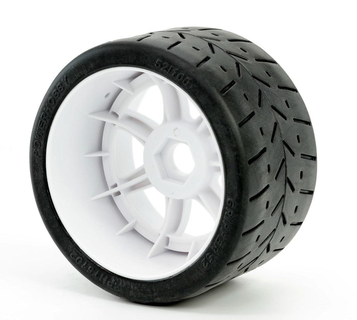 Powerhobby 1/8 Gripper 54/100 Belted Mounted Tires 17mm White Wheels