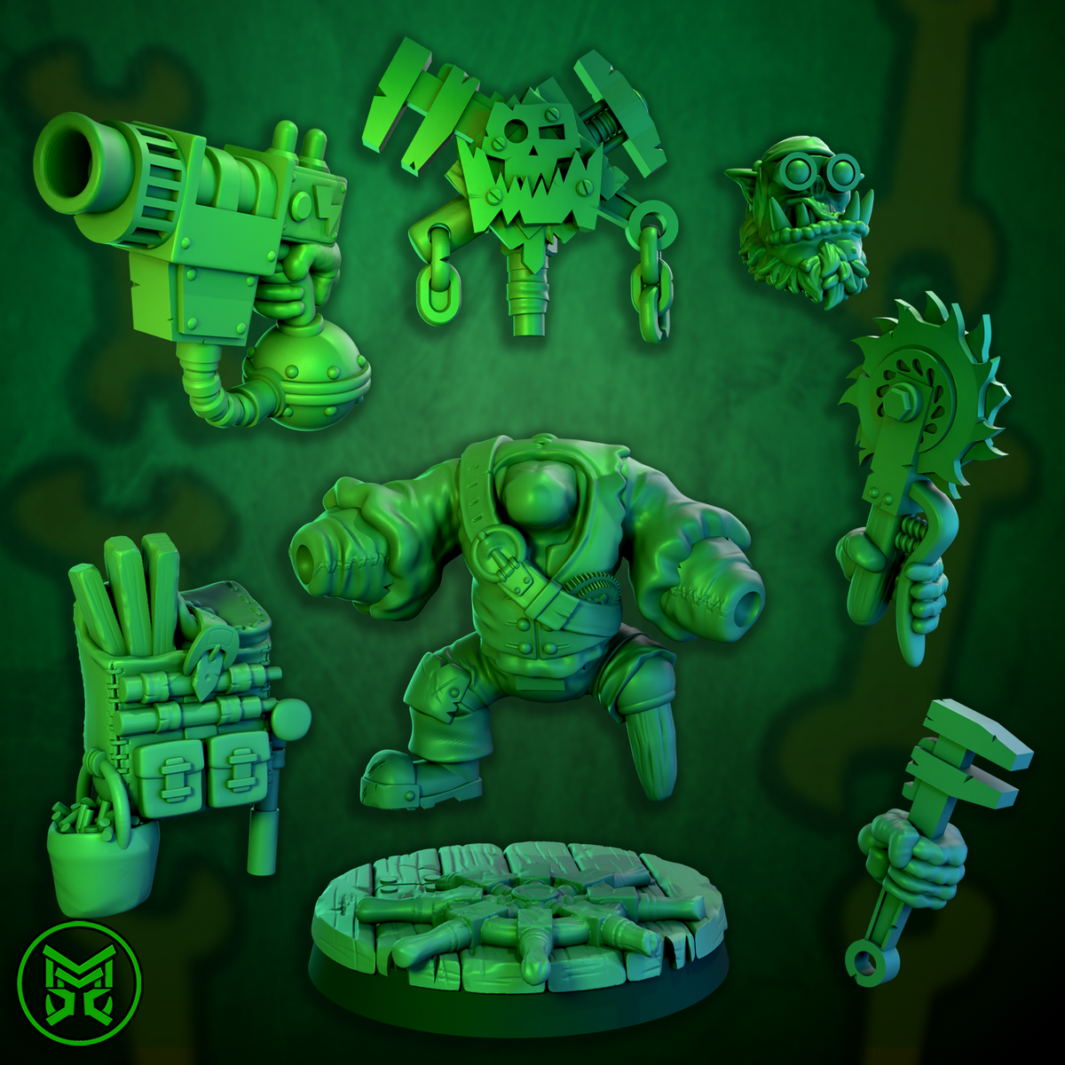 3d Printed Pirate Ork Mekaniks by Mekka Miniatures