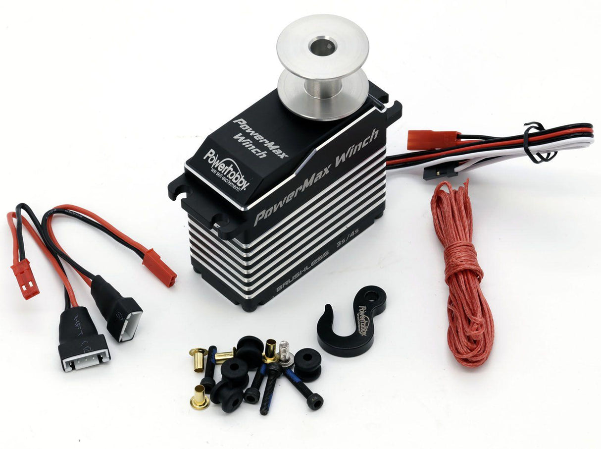 Powerhobby POWERMAX WINCH 1/5 High Torque Speed + Axial SCX6 Front Bumper Mount