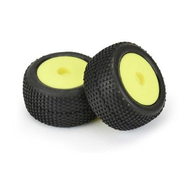 Pro-Line 1/18 Hole Shot Front/Rear Mini-T Tires Mounted 8mm Yellow Wheels (2)