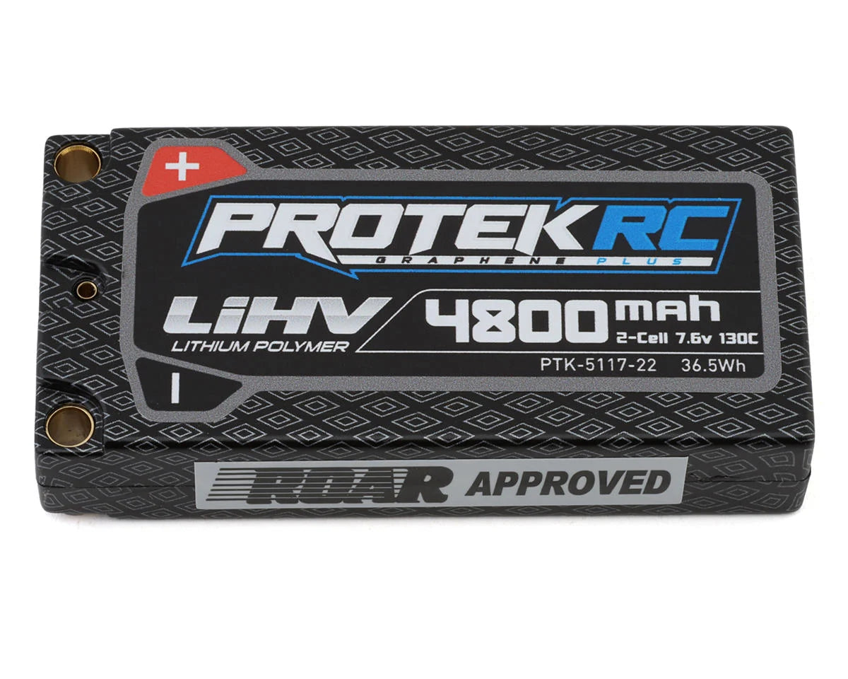 ProTek PTK-5117-22 RC 2S 130C Low IR Si-Graphene + HV LCG Shorty LiPo Battery (7.6V/4800mAh) w/5mm Connectors (ROAR Approved)
