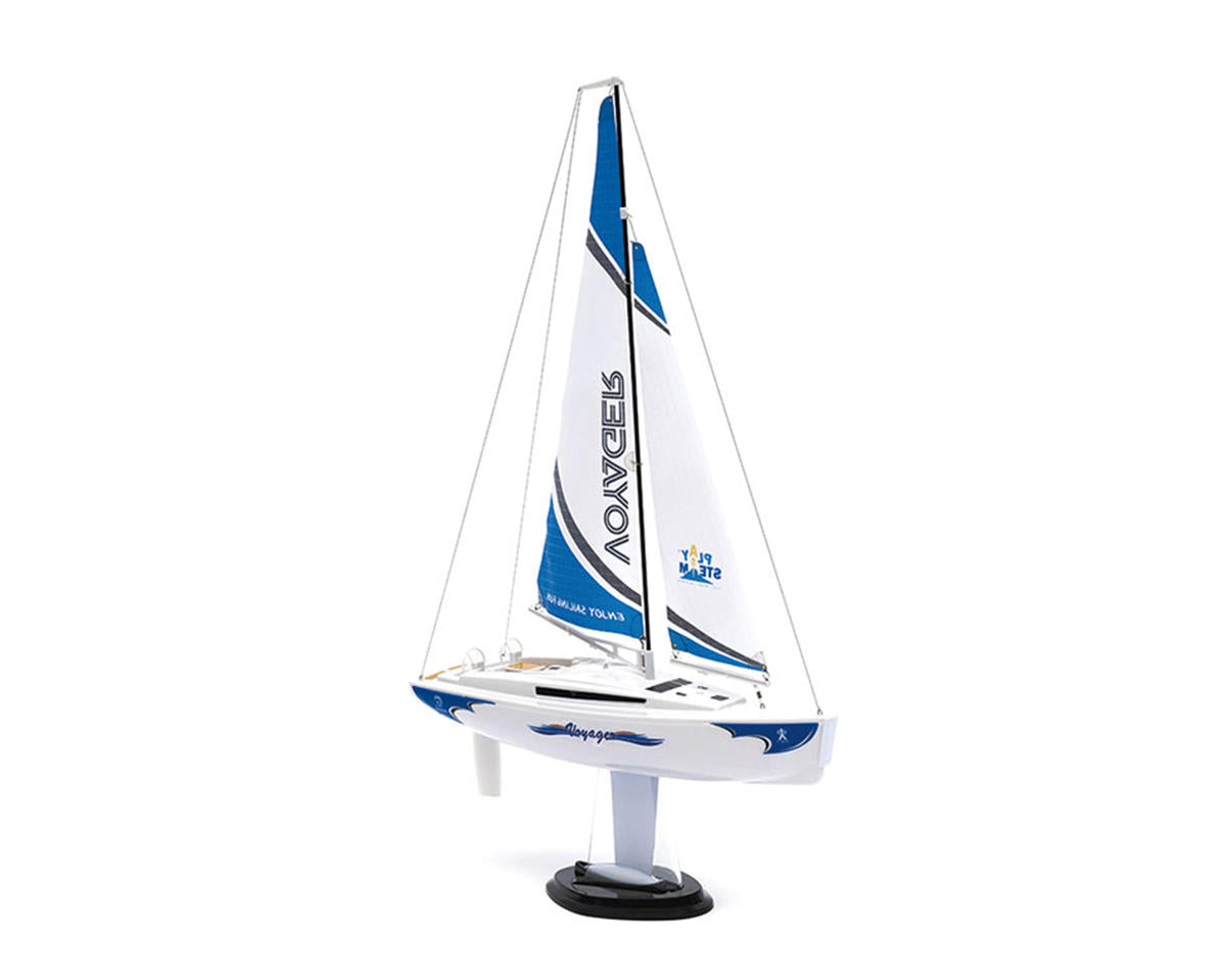 PlaySTEM Voyager 280 Motor-Powered RC Sailboat (Blue) w/2.4GHz Transmitter XB05001B