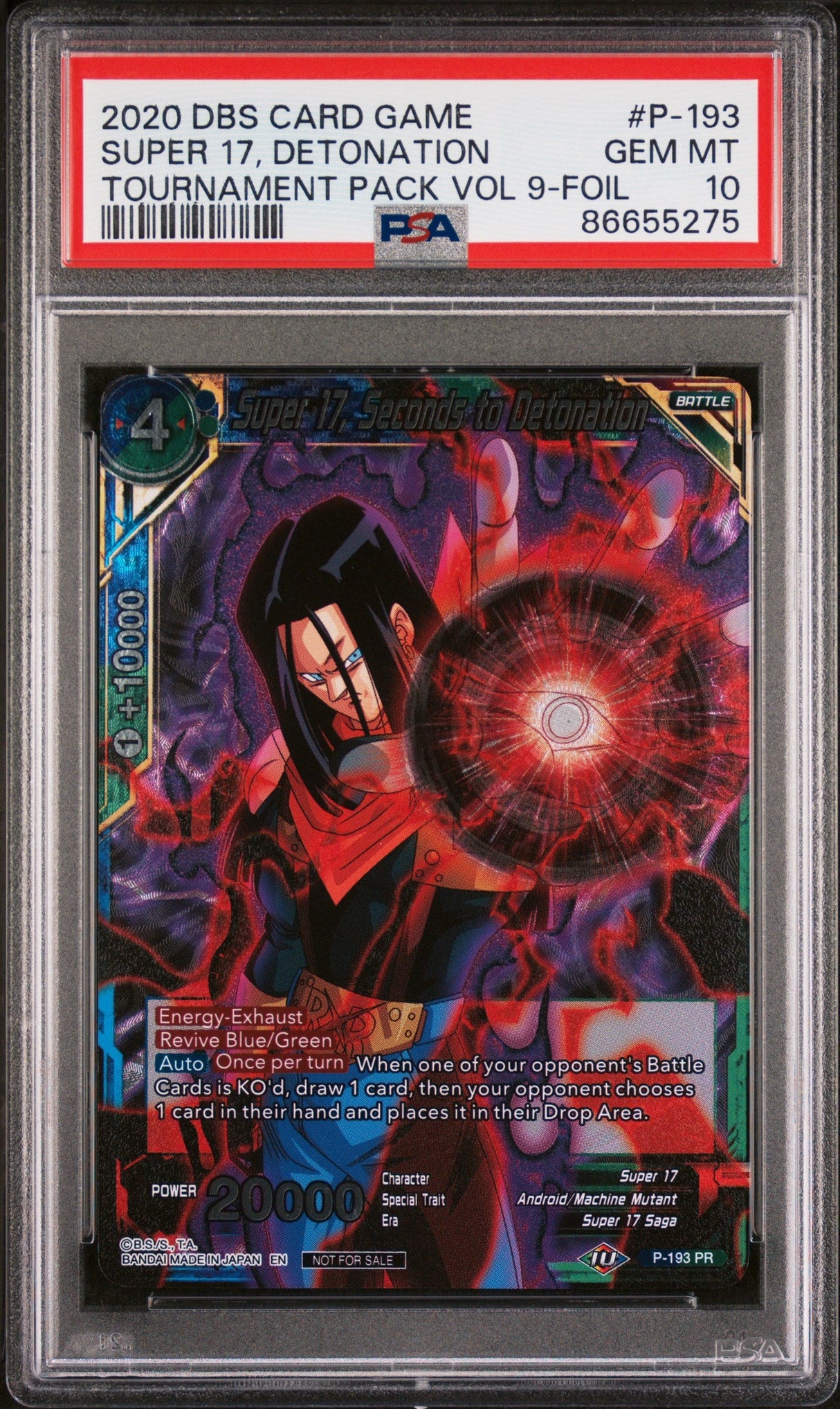 2020 DRAGON BALL SUPER OFFICIAL TOURNAMENT SUPER 17, DETONATION #P-193 - PSA 10
